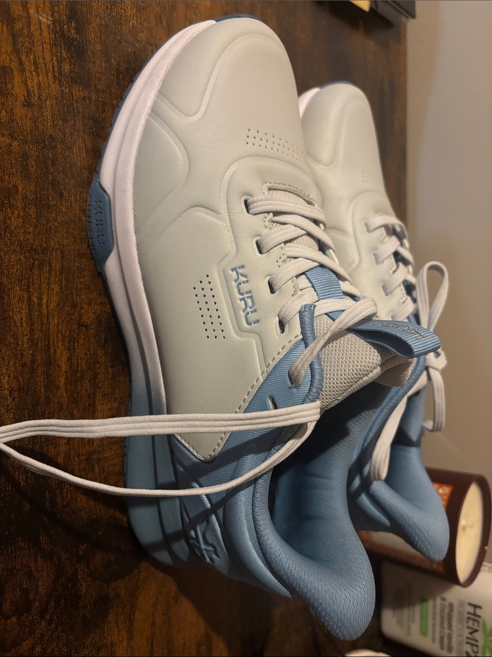 KURU Womens Pale Blue and White Athletic Sneakers